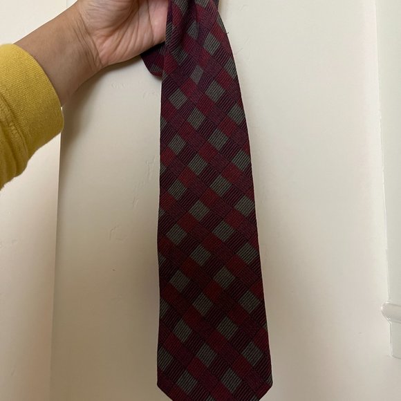 Vintage Alfani Red pink purple Gray Geometric Silk Tie formal office abstract - Picture 5 of 9